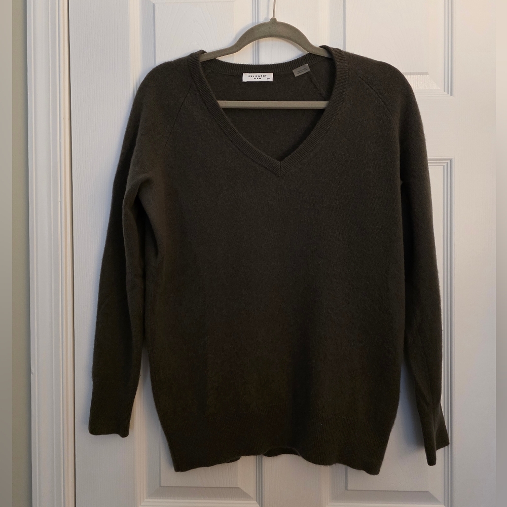 Equipment Femme Asher Cashmere Sweater Dark Olive Green Size Medium